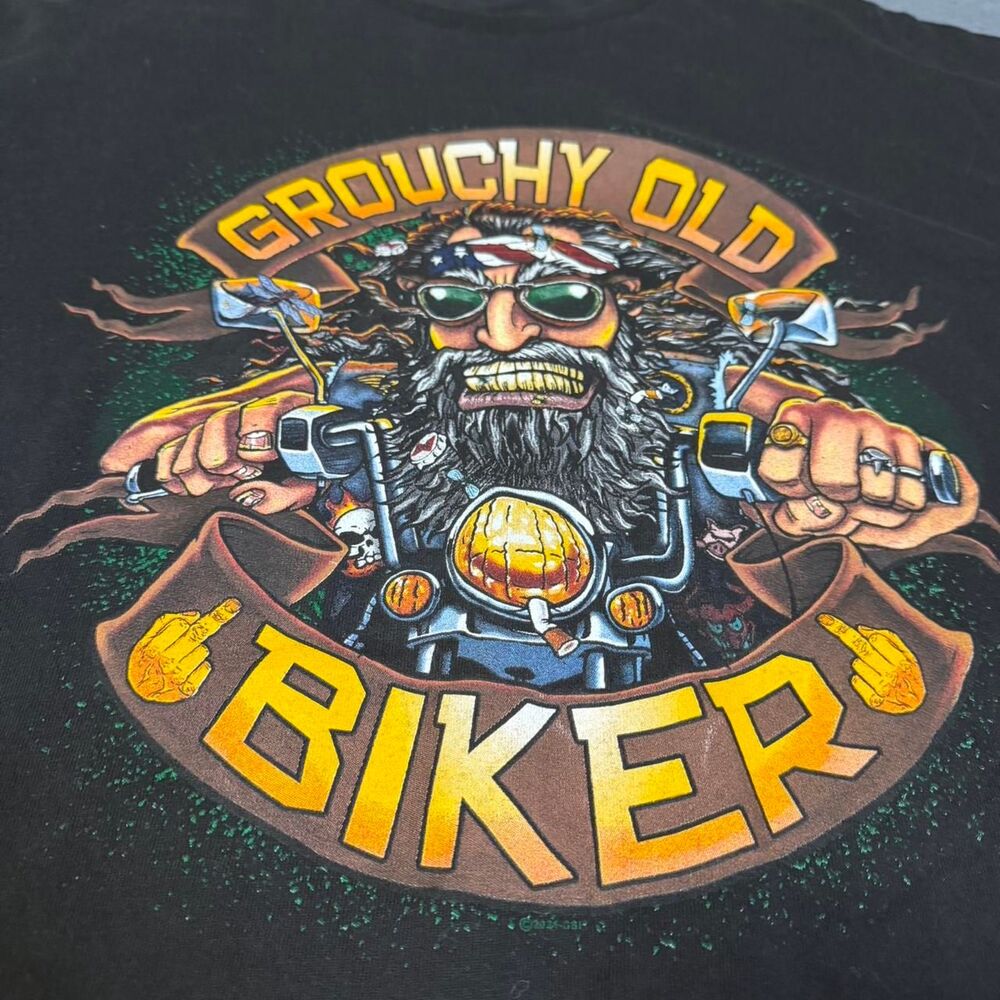 Y2K Biker “Grouchy Old Biker” Graphic Tee Men's Size 2X